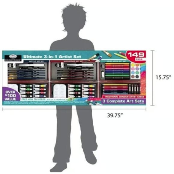 Ultimate 149-Piece Art Set Watercolor Acrylic Painting Kit in Wooden Case - Picture 2 of 7